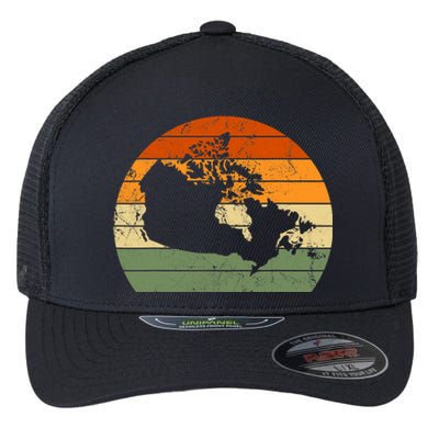 Retro Canada Canadian Map Sunset Canada Day Flexfit Unipanel Trucker Cap