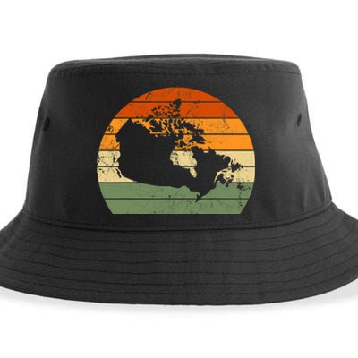 Retro Canada Canadian Map Sunset Canada Day Sustainable Bucket Hat