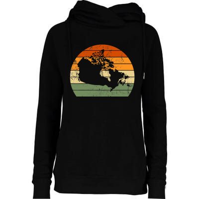 Retro Canada Canadian Map Sunset Canada Day Womens Funnel Neck Pullover Hood