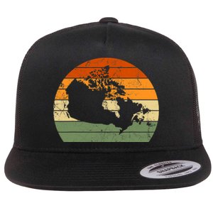 Retro Canada Canadian Map Sunset Canada Day Flat Bill Trucker Hat