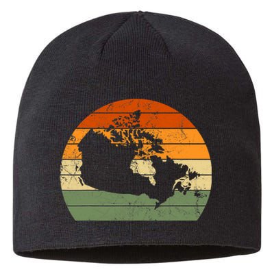 Retro Canada Canadian Map Sunset Canada Day Sustainable Beanie