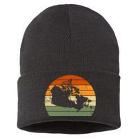 Retro Canada Canadian Map Sunset Canada Day Sustainable Knit Beanie