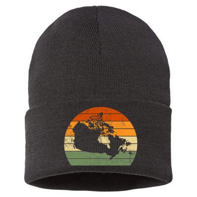 Retro Canada Canadian Map Sunset Canada Day Sustainable Knit Beanie