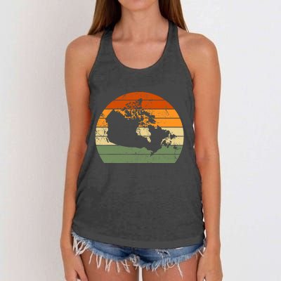 Retro Canada Canadian Map Sunset Canada Day Women's Knotted Racerback Tank