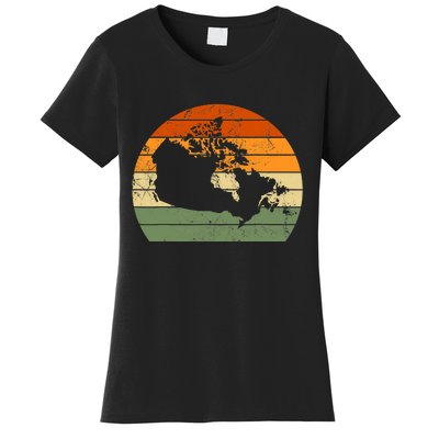 Retro Canada Canadian Map Sunset Canada Day Women's T-Shirt