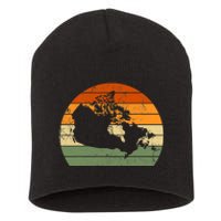 Retro Canada Canadian Map Sunset Canada Day Short Acrylic Beanie