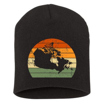 Retro Canada Canadian Map Sunset Canada Day Short Acrylic Beanie