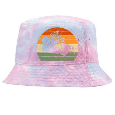 Retro Canada Canadian Map Sunset Canada Day Tie-Dyed Bucket Hat