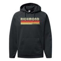 Richmond Ca California Funny City Home Roots Gift Retro 80s Performance Fleece Hoodie