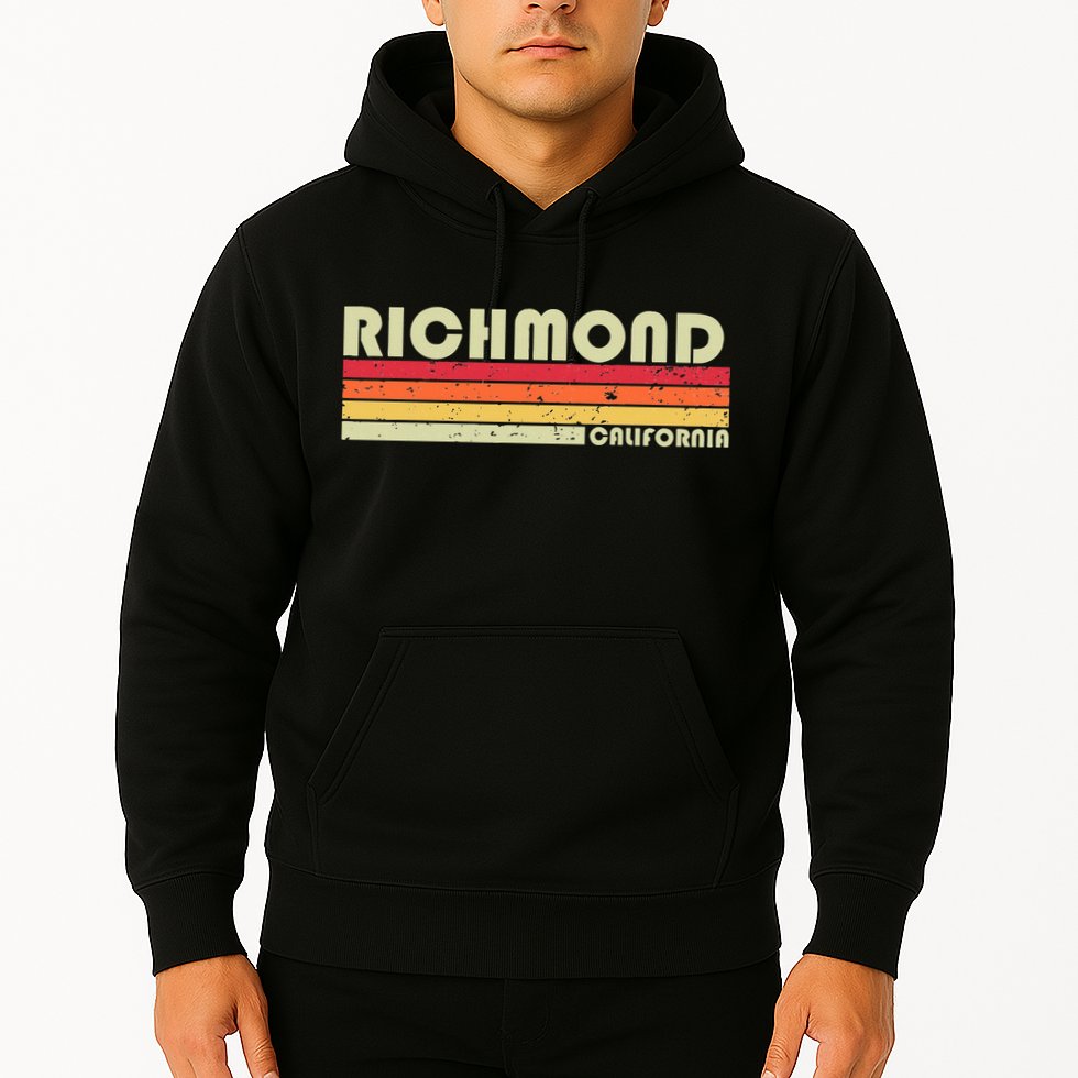 Richmond Ca California Funny City Home Roots Gift Retro 80s Hoodie