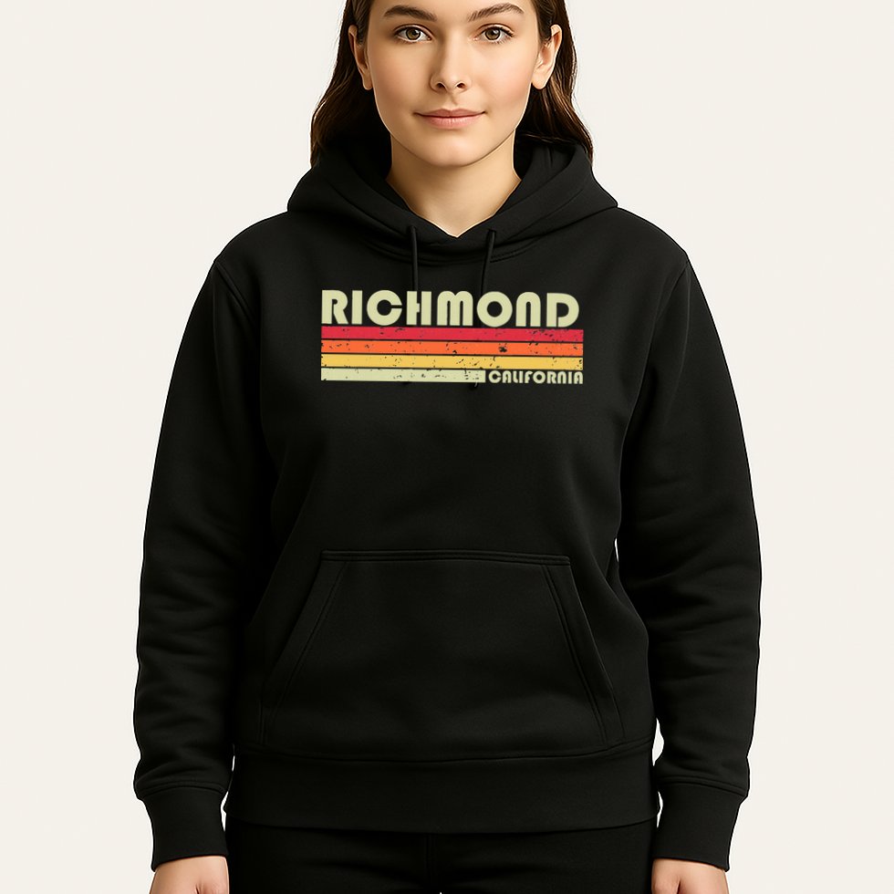 Richmond Ca California Funny City Home Roots Gift Retro 80s Hoodie