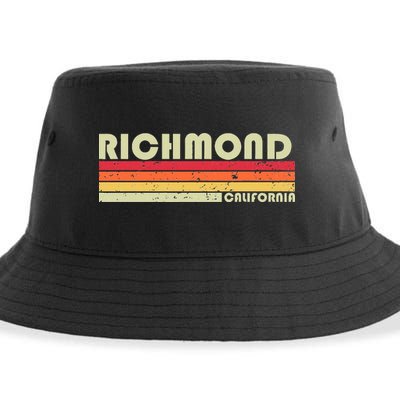 Richmond Ca California Funny City Home Roots Gift Retro 80s Sustainable Bucket Hat