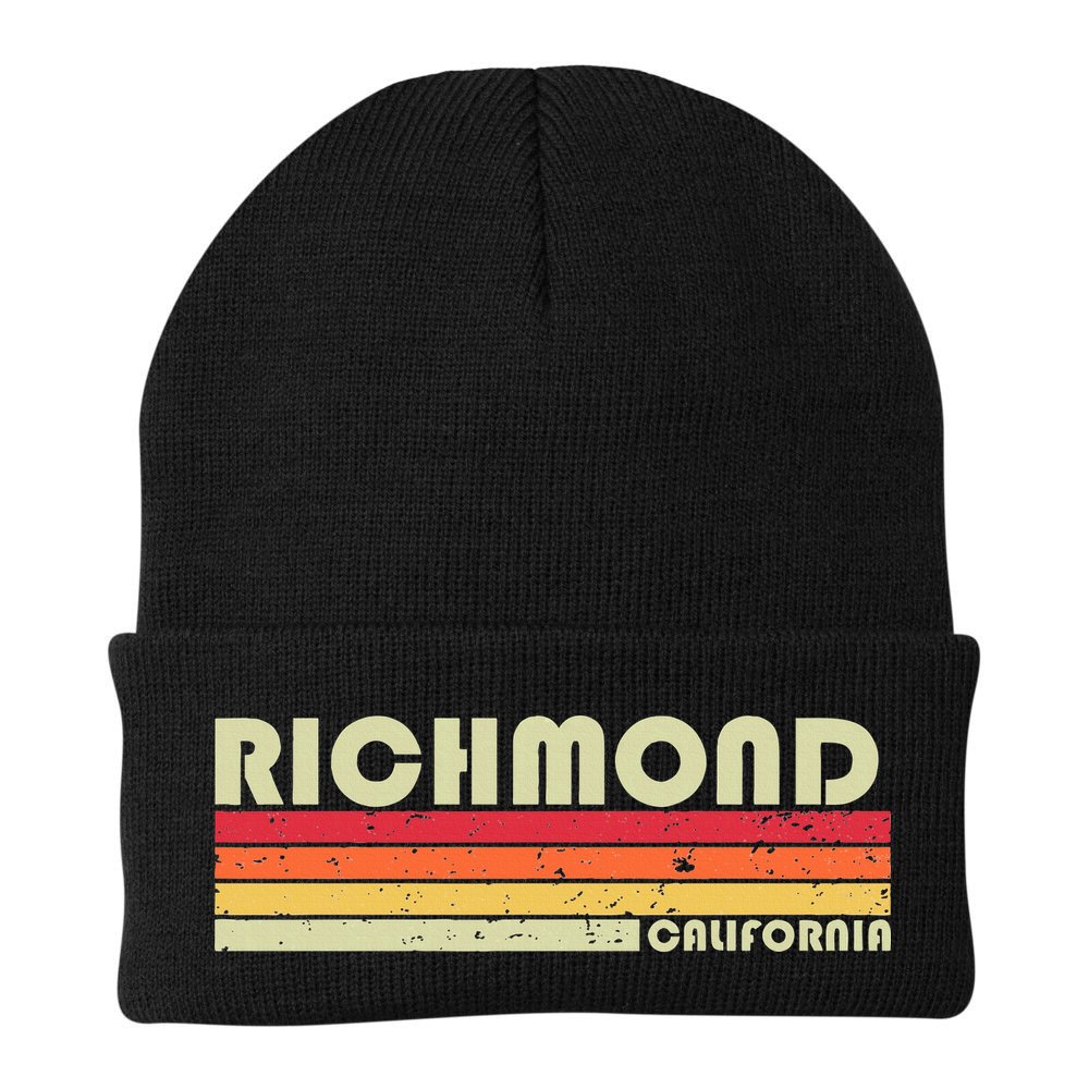 Richmond Ca California Funny City Home Roots Gift Retro 80s Beanie