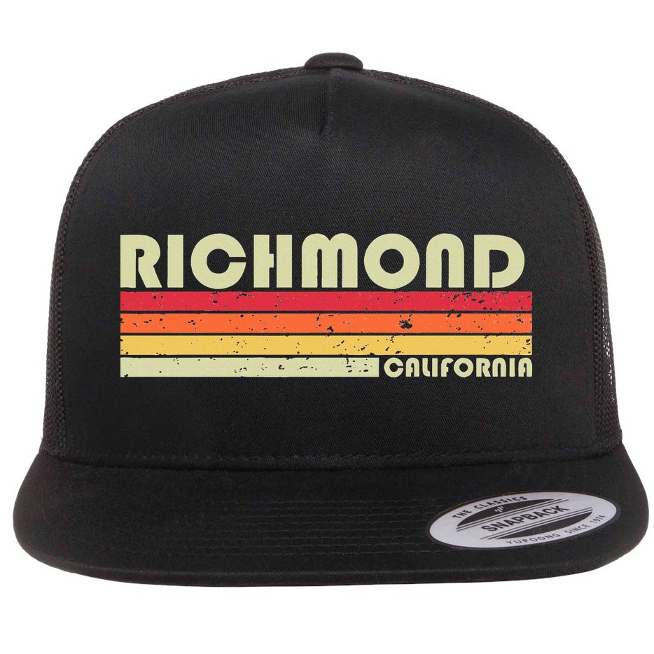 Richmond Ca California Funny City Home Roots Gift Retro 80s Flat Bill Trucker Hat
