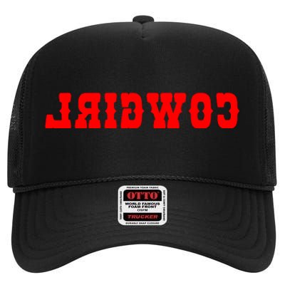 Reverse Cowgirl Classic Red Logo High Crown Mesh Back Trucker Hat