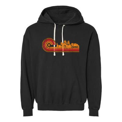 Retro Cincinnati Cityscape Cincinnati Oh Skyline Garment-Dyed Fleece Hoodie