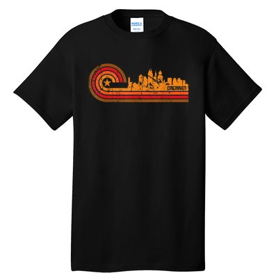 Retro Cincinnati Cityscape Cincinnati Oh Skyline Tall T-Shirt