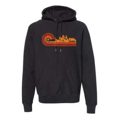 Retro Cincinnati Cityscape Cincinnati Oh Skyline Premium Hoodie