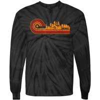 Retro Cincinnati Cityscape Cincinnati Oh Skyline Tie-Dye Long Sleeve Shirt