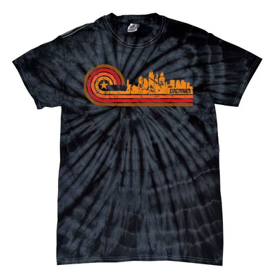 Retro Cincinnati Cityscape Cincinnati Oh Skyline Tie-Dye T-Shirt