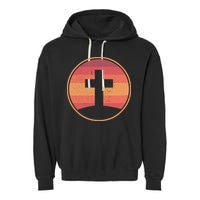 Retro Christian Cross Garment-Dyed Fleece Hoodie