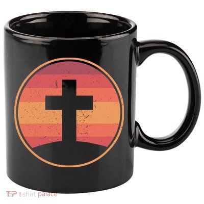Retro Christian Cross 11oz C Handle Ceramic Mug