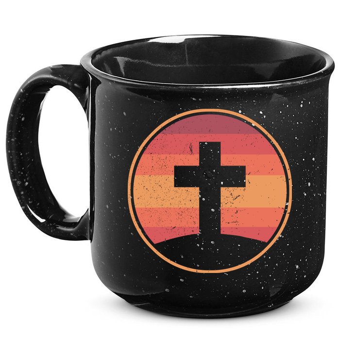 Retro Christian Cross 15oz Campfire Ceramic Mug