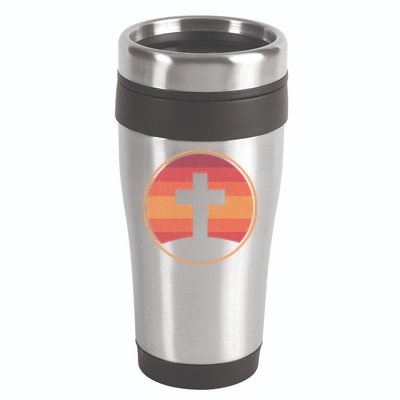 Retro Christian Cross 16oz Travel Tumbler