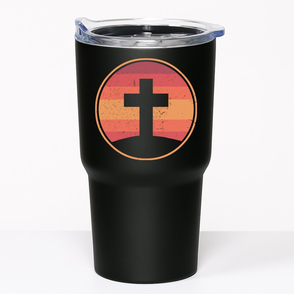 Retro Christian Cross Tumbler
