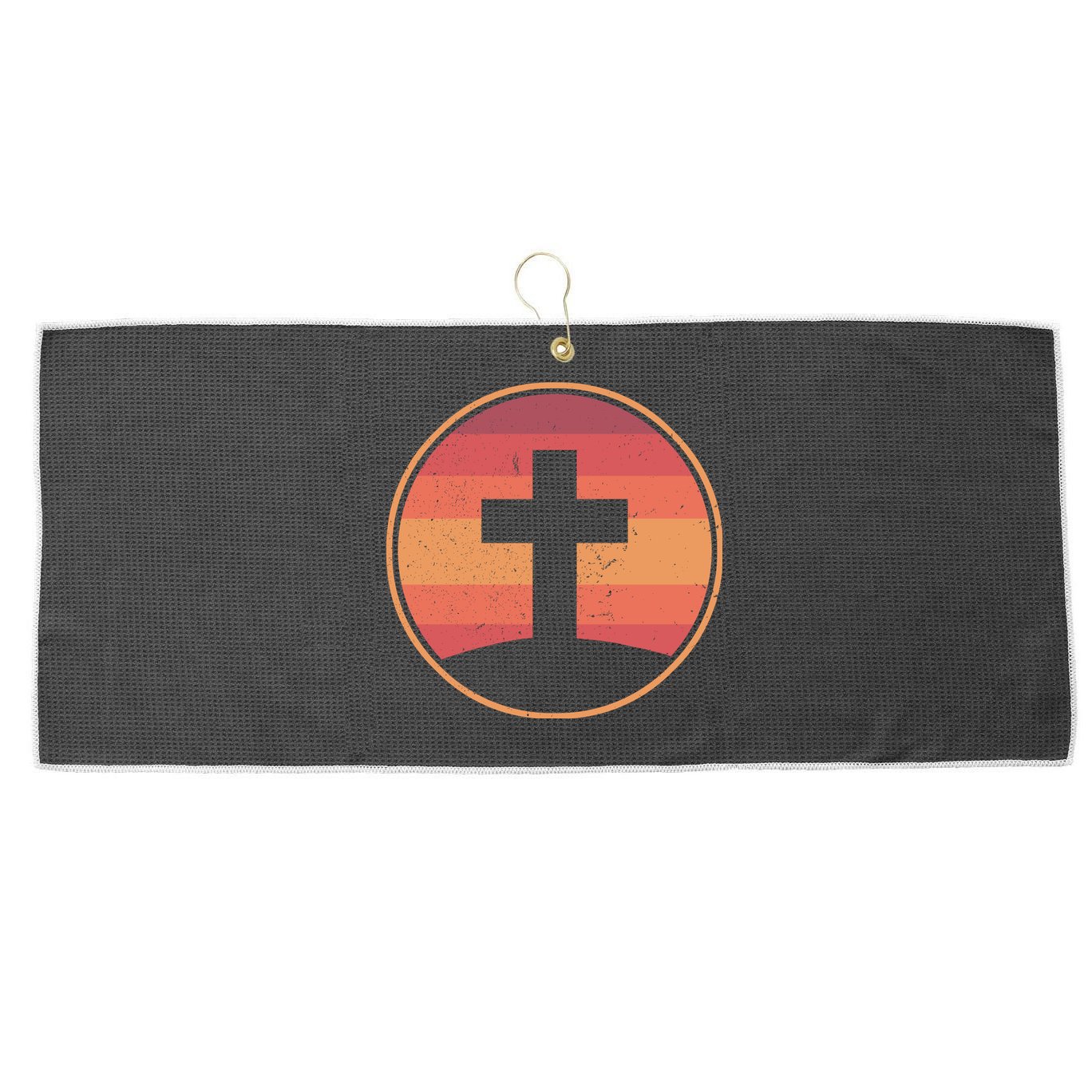 Retro Christian Cross Large Microfiber Waffle Golf Towel