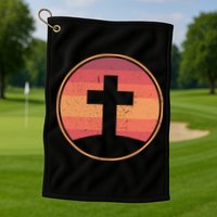 Retro Christian Cross Golf Towel