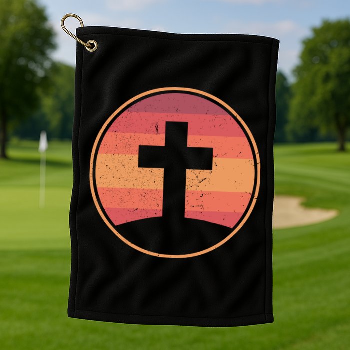 Retro Christian Cross Golf Towel