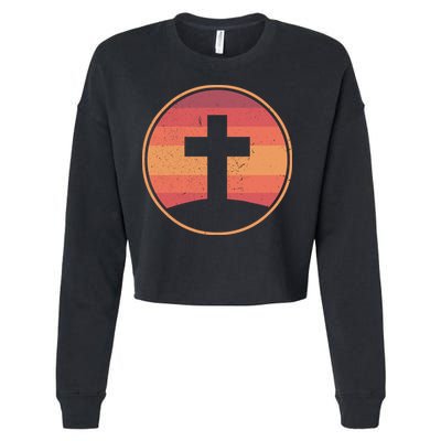 Retro Christian Cross Cropped Pullover Crew