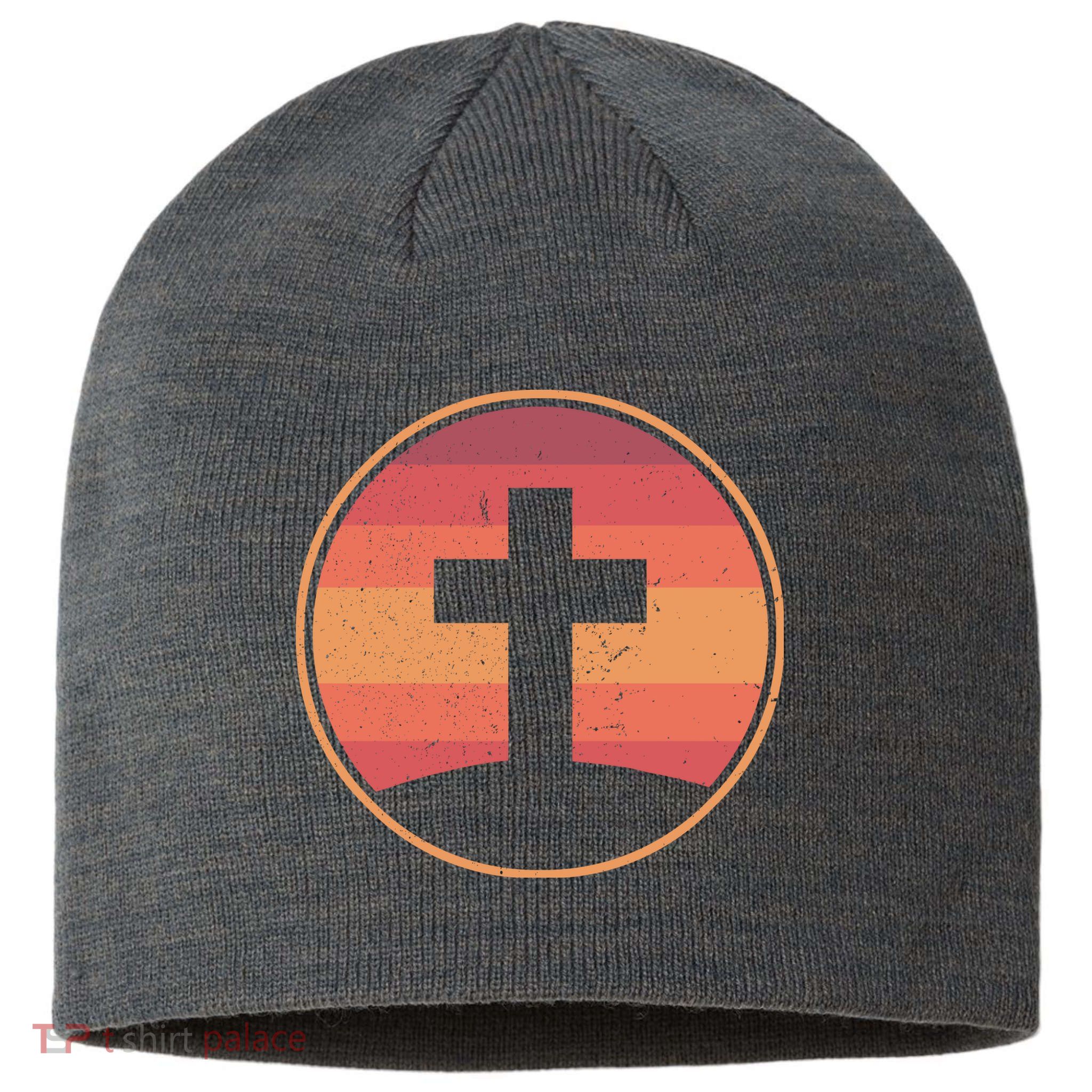 Retro Christian Cross Sustainable Beanie