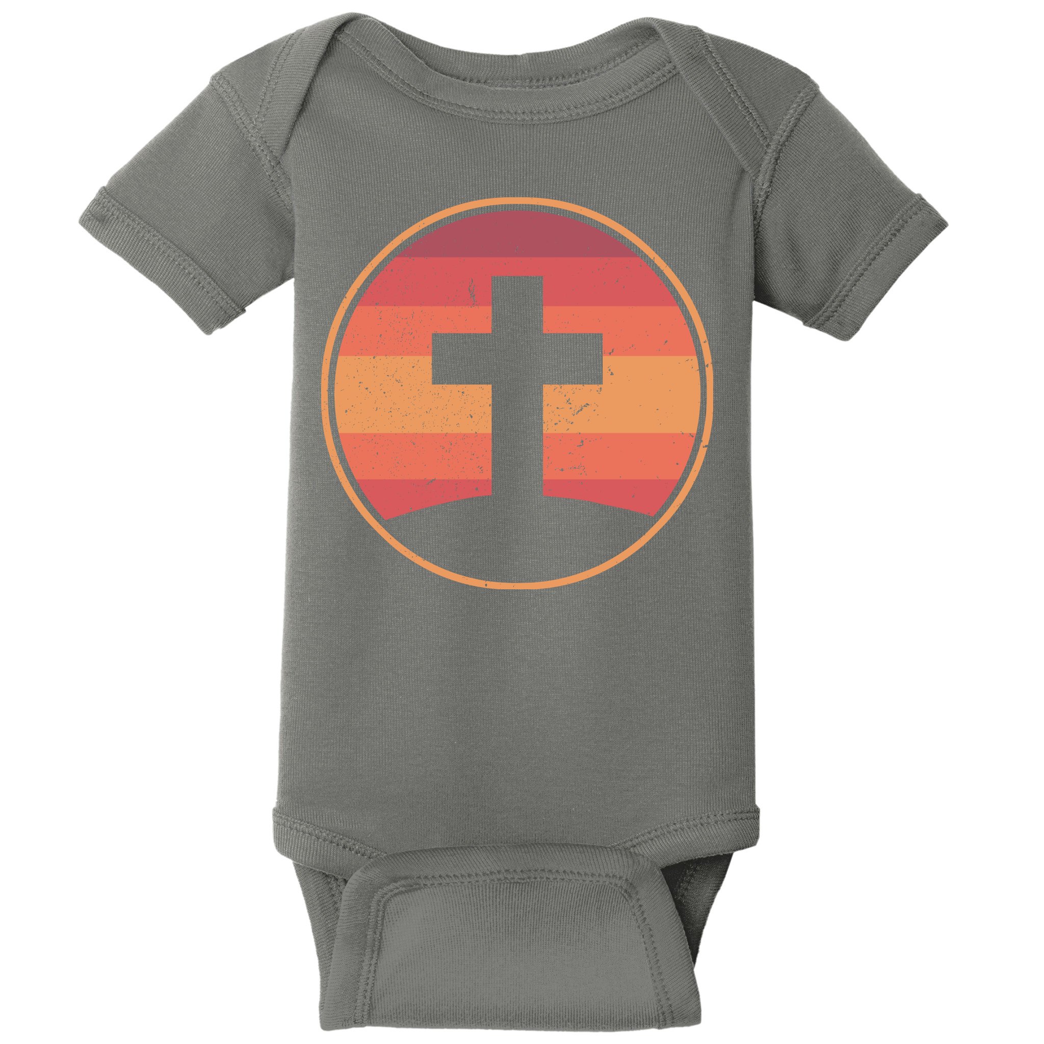 Retro Christian Cross Baby Bodysuit