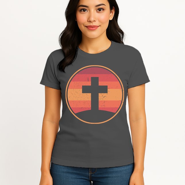 Retro Christian Cross Womens T-Shirt