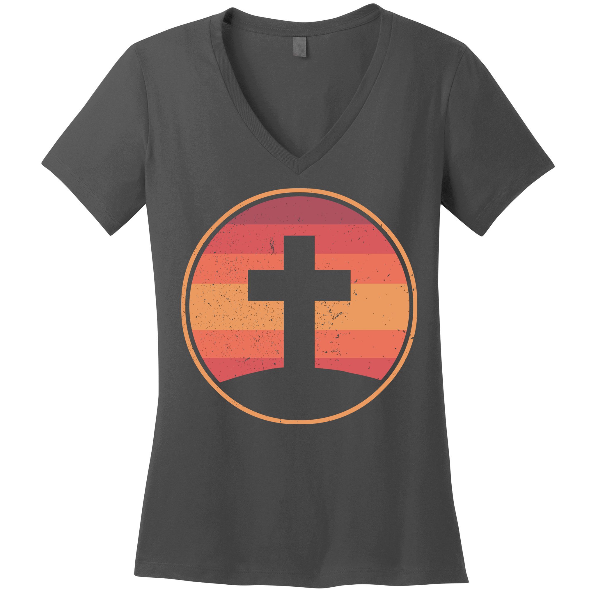 Retro Christian Cross Women's V-Neck T-Shirt