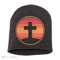 Retro Christian Cross Short Acrylic Beanie