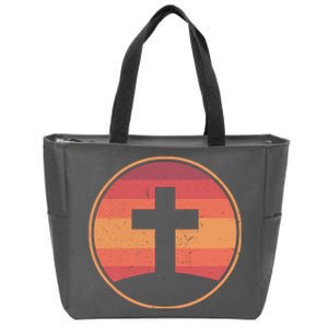 Retro Christian Cross Zip Tote Bag