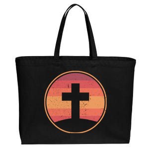 Retro Christian Cross Cotton Canvas Jumbo Tote