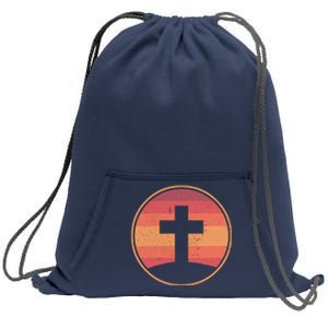 Retro Christian Cross Sweatshirt Cinch Pack Bag