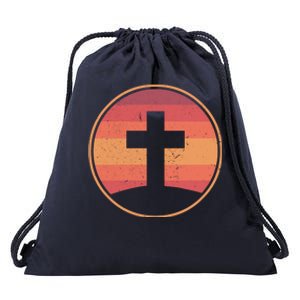 Retro Christian Cross Drawstring Bag