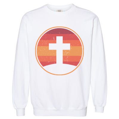 Retro Christian Cross Garment-Dyed Sweatshirt