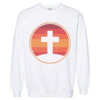Retro Christian Cross Garment-Dyed Sweatshirt
