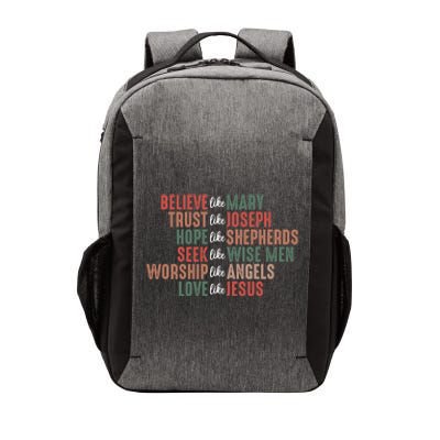 Retro Christian Christmas Believe Like Mary Love Like Jesus Gift Vector Backpack