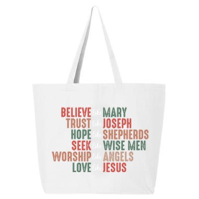 Retro Christian Christmas Believe Like Mary Love Like Jesus Gift 25L Jumbo Tote