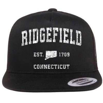 Ridgefield Connecticut Ct Vintage Athletic Sports Flat Bill Trucker Hat
