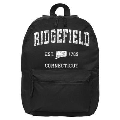 Ridgefield Connecticut Ct Vintage Athletic Sports 16 in Basic Backpack