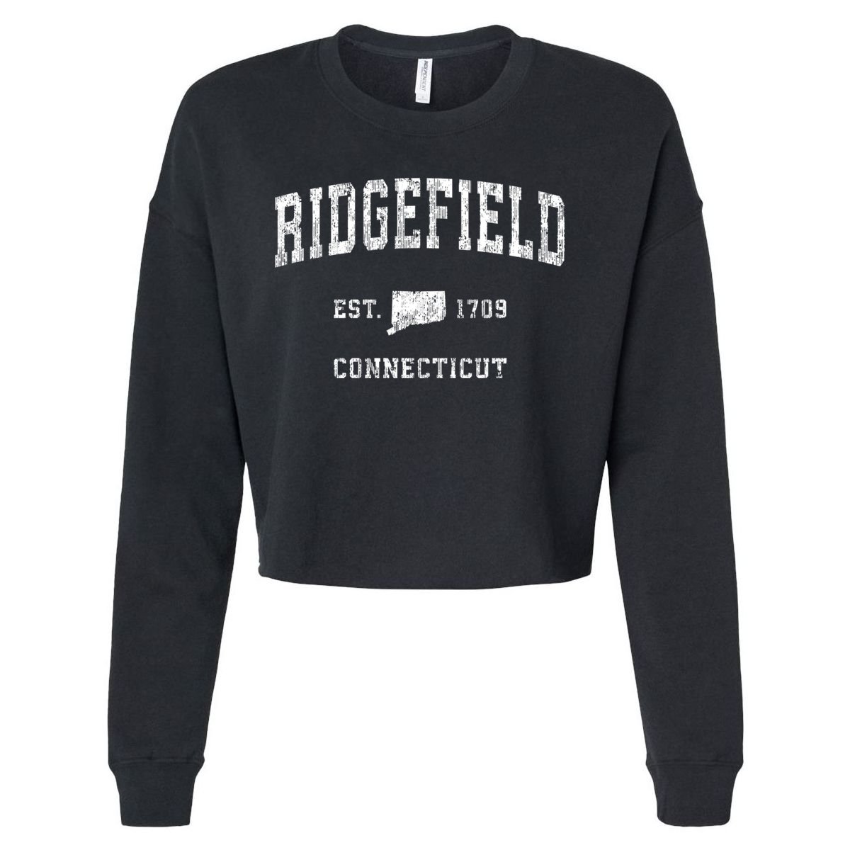 Ridgefield Connecticut Ct Vintage Athletic Sports Cropped Pullover Crew