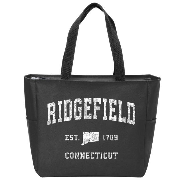 Ridgefield Connecticut Ct Vintage Athletic Sports Zip Tote Bag